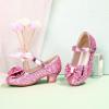 imagePANDANINJIA Girls ToddlerLittle Kid Jada Dress Mary Jane Pumps Bow Low Heels Party Wedding Princess ShoesLisa Pink Sequin