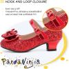 imagePANDANINJIA Girls ToddlerLittle Kid Jada Dress Mary Jane Pumps Bow Low Heels Party Wedding Princess ShoesLisa Red Sequin