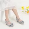 imagePANDANINJIA Girls ToddlerLittle Kid Jada Dress Mary Jane Pumps Bow Low Heels Party Wedding Princess ShoesLisa Silver Sequin