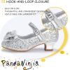 imagePANDANINJIA Girls ToddlerLittle Kid Jada Dress Mary Jane Pumps Bow Low Heels Party Wedding Princess ShoesLisa Silver Sequin