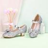 imagePANDANINJIA Girls ToddlerLittle Kid Jada Dress Mary Jane Pumps Bow Low Heels Party Wedding Princess ShoesLisa Silver Sequin