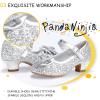 imagePANDANINJIA Girls ToddlerLittle Kid Jada Dress Mary Jane Pumps Bow Low Heels Party Wedding Princess ShoesLisa Silver Sequin