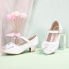 imagePANDANINJIA Girls ToddlerLittle Kid Jada Dress Mary Jane Pumps Bow Low Heels Party Wedding Princess ShoesLisa White Pu