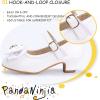 imagePANDANINJIA Girls ToddlerLittle Kid Jada Dress Mary Jane Pumps Bow Low Heels Party Wedding Princess ShoesLisa White Pu