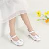 imagePANDANINJIA Girls ToddlerLittle Kid Jada Dress Mary Jane Pumps Bow Low Heels Party Wedding Princess ShoesLisa White Pu