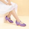 imagePANDANINJIA Girls ToddlerLittle Kid Jada Dress Mary Jane Pumps Bow Low Heels Party Wedding Princess ShoesPurple Sequin