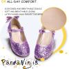 imagePANDANINJIA Girls ToddlerLittle Kid Jada Dress Mary Jane Pumps Bow Low Heels Party Wedding Princess ShoesPurple Sequin