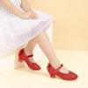 imagePANDANINJIA Girls ToddlerLittle Kid Jada Dress Mary Jane Pumps Bow Low Heels Party Wedding Princess ShoesRed Glitter