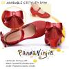 imagePANDANINJIA Girls ToddlerLittle Kid Jada Dress Mary Jane Pumps Bow Low Heels Party Wedding Princess ShoesRed Glitter