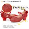 imagePANDANINJIA Girls ToddlerLittle Kid Jada Dress Mary Jane Pumps Bow Low Heels Party Wedding Princess ShoesRed Glitter