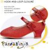 imagePANDANINJIA Girls ToddlerLittle Kid Jada Dress Mary Jane Pumps Bow Low Heels Party Wedding Princess ShoesRed Glitter