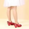 imagePANDANINJIA Girls ToddlerLittle Kid Jada Dress Mary Jane Pumps Bow Low Heels Party Wedding Princess ShoesRed Sequin