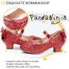 imagePANDANINJIA Girls ToddlerLittle Kid Jada Dress Mary Jane Pumps Bow Low Heels Party Wedding Princess ShoesRed Sequin