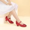 imagePANDANINJIA Girls ToddlerLittle Kid Jada Dress Mary Jane Pumps Bow Low Heels Party Wedding Princess ShoesRed Sequin
