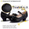 imagePANDANINJIA Girls ToddlerLittle Kid Jada Dress Mary Jane Pumps Bow Low Heels Party Wedding Princess ShoesRuby Black Pu