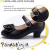 imagePANDANINJIA Girls ToddlerLittle Kid Jada Dress Mary Jane Pumps Bow Low Heels Party Wedding Princess ShoesRuby Black Pu