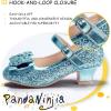 imagePANDANINJIA Girls ToddlerLittle Kid Jada Dress Mary Jane Pumps Bow Low Heels Party Wedding Princess ShoesRuby Blue Sequin