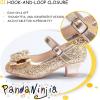 imagePANDANINJIA Girls ToddlerLittle Kid Jada Dress Mary Jane Pumps Bow Low Heels Party Wedding Princess ShoesRuby Gold Sequin