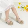 imagePANDANINJIA Girls ToddlerLittle Kid Jada Dress Mary Jane Pumps Bow Low Heels Party Wedding Princess ShoesRuby Gold Sequin