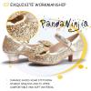 imagePANDANINJIA Girls ToddlerLittle Kid Jada Dress Mary Jane Pumps Bow Low Heels Party Wedding Princess ShoesRuby Gold Sequin