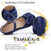 imagePANDANINJIA Girls ToddlerLittle Kid Jada Dress Mary Jane Pumps Bow Low Heels Party Wedding Princess ShoesRuby Navy Silk
