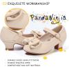 imagePANDANINJIA Girls ToddlerLittle Kid Jada Dress Mary Jane Pumps Bow Low Heels Party Wedding Princess ShoesRuby Nude Nubuck