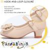 imagePANDANINJIA Girls ToddlerLittle Kid Jada Dress Mary Jane Pumps Bow Low Heels Party Wedding Princess ShoesRuby Nude Nubuck