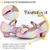 imagePANDANINJIA Girls ToddlerLittle Kid Jada Dress Mary Jane Pumps Bow Low Heels Party Wedding Princess ShoesRuby Rainbow Sequin