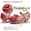 imagePANDANINJIA Girls ToddlerLittle Kid Jada Dress Mary Jane Pumps Bow Low Heels Party Wedding Princess ShoesRuby Red Sequin
