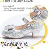imagePANDANINJIA Girls ToddlerLittle Kid Jada Dress Mary Jane Pumps Bow Low Heels Party Wedding Princess ShoesRuby Silver Sequin