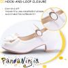 imagePANDANINJIA Girls ToddlerLittle Kid Jada Dress Mary Jane Pumps Bow Low Heels Party Wedding Princess ShoesRuby White Pu