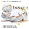 imagePANDANINJIA Girls ToddlerLittle Kid Jada Dress Mary Jane Pumps Bow Low Heels Party Wedding Princess ShoesSilver Sequin