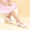 imagePANDANINJIA Girls ToddlerLittle Kid Jada Dress Mary Jane Pumps Bow Low Heels Party Wedding Princess ShoesWhite Pu