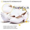 imagePANDANINJIA Girls ToddlerLittle Kid Jada Dress Mary Jane Pumps Bow Low Heels Party Wedding Princess ShoesWhite Pu