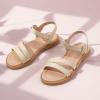 imagePANDANINJIA Mona Girls Sandals ToddlerLittle Kid Cute Open Toe Flats Dress Sandals Summer ShoesBeige Pu