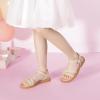 imagePANDANINJIA Mona Girls Sandals ToddlerLittle Kid Cute Open Toe Flats Dress Sandals Summer ShoesBeige Pu