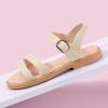 imagePANDANINJIA Mona Girls Sandals ToddlerLittle Kid Cute Open Toe Flats Dress Sandals Summer ShoesBeige Pu