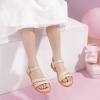 imagePANDANINJIA Mona Girls Sandals ToddlerLittle Kid Cute Open Toe Flats Dress Sandals Summer ShoesBeige Pu