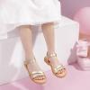 imagePANDANINJIA Mona Girls Sandals ToddlerLittle Kid Cute Open Toe Flats Dress Sandals Summer ShoesGold Pu