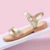 imagePANDANINJIA Mona Girls Sandals ToddlerLittle Kid Cute Open Toe Flats Dress Sandals Summer ShoesGold Pu