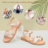 imagePANDANINJIA Mona Girls Sandals ToddlerLittle Kid Cute Open Toe Flats Dress Sandals Summer ShoesMelody Champagne