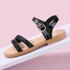 imagePANDANINJIA Mona Girls Sandals ToddlerLittle Kid Cute Open Toe Flats Dress Sandals Summer ShoesMona Black Sequin