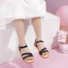 imagePANDANINJIA Mona Girls Sandals ToddlerLittle Kid Cute Open Toe Flats Dress Sandals Summer ShoesMona Black Sequin