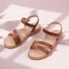 imagePANDANINJIA Mona Girls Sandals ToddlerLittle Kid Cute Open Toe Flats Dress Sandals Summer ShoesTan Pu