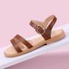 imagePANDANINJIA Mona Girls Sandals ToddlerLittle Kid Cute Open Toe Flats Dress Sandals Summer ShoesTan Pu