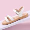 imagePANDANINJIA Mona Girls Sandals ToddlerLittle Kid Cute Open Toe Flats Dress Sandals Summer ShoesWhite Pu