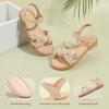 imagePANDANINJIA Mona Girls Sandals ToddlerLittle Kid Cute Open Toe Flats Dress Sandals Summer ShoesYd Gold Glitter