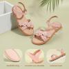 imagePANDANINJIA Mona Girls Sandals ToddlerLittle Kid Cute Open Toe Flats Dress Sandals Summer ShoesYd Pink Pu