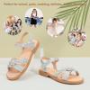imagePANDANINJIA Mona Girls Sandals ToddlerLittle Kid Cute Open Toe Flats Dress Sandals Summer ShoesYd Silver Glitter