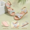 imagePANDANINJIA Mona Girls Sandals ToddlerLittle Kid Cute Open Toe Flats Dress Sandals Summer ShoesYd Silver Glitter
